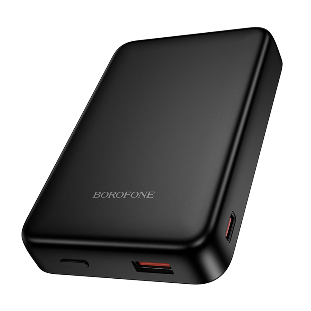 Spoljna bežična baterija Borofone BJ82A Dawn, 10000mAh, 22.5W, QC + PD + FQI, 1 x QI - 1 x USB-A - 1 x USB-C, Crna