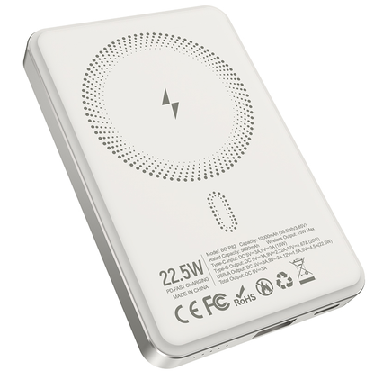 Bežična Eksterna Baterija BWOO BO-P82, 10000mAh, 22.5W, PD + FQI, 1 x QI - 1 x USB-C, Bela