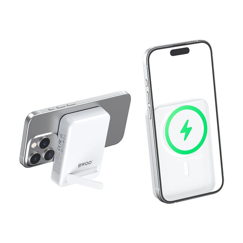 Spoljna baterija Wireless BWOO BO-P59, 10000mAh, 20W, PD + QI, 1 x QI - 1 x USB-C, Bela