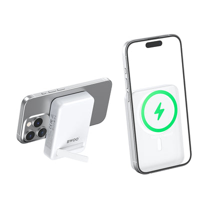 Spoljna baterija Wireless BWOO BO-P59, 10000mAh, 20W, PD + QI, 1 x QI - 1 x USB-C, Bela