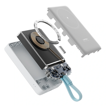 Bežična Eksterna Baterija Cuktech CP132ML, 10000mAh, 22.5W, PD + QI, 2 x USB-C, Bela
