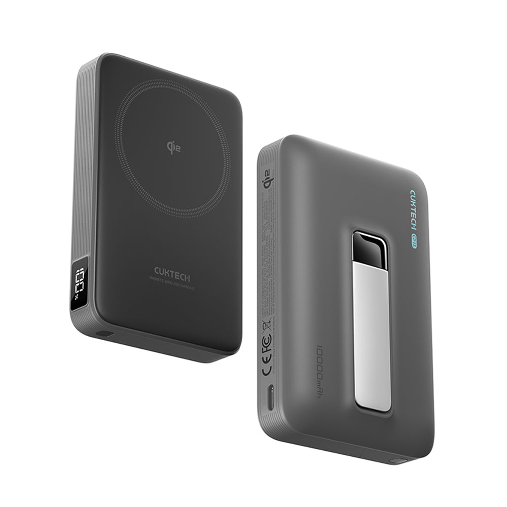 Bežična Eksterna Baterija Cuktech WPB100, 10000mAh, 30W, PD + FQI, 1 x QI - 1 x USB-C, Siva CUWPB100GLBK