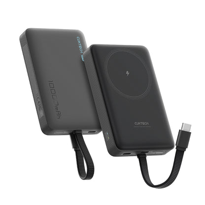 Bežična eksterna baterija Cuktech WPB100L, 10000mAh, 22.5W, PD + FQI, 1 x QI - 2 x USB-C, Crna CKWPB100LGLBK