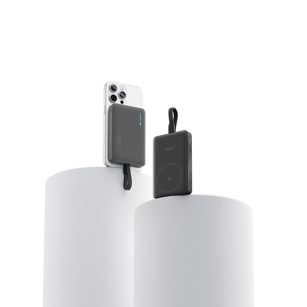 Bežična eksterna baterija Cuktech WPB100L, 10000mAh, 22.5W, PD + FQI, 1 x QI - 2 x USB-C, Crna CKWPB100LGLBK
