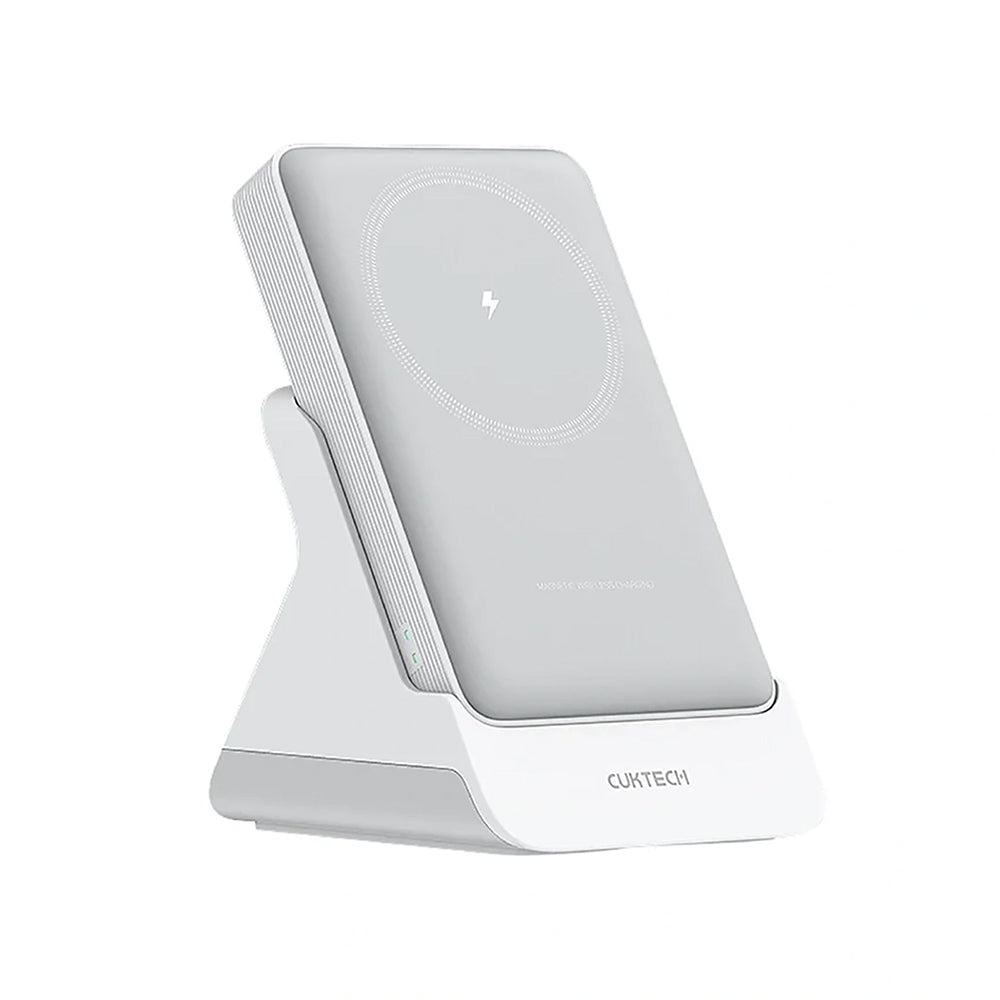 Bežična eksterna baterija Cuktech WPB100N, 10000mAh, 20W, PD + FQI, 1 x QI - 1 x USB-C, Bela CKWPB100NGLGR