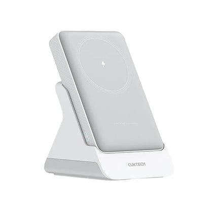 Bežična eksterna baterija Cuktech WPB100N, 10000mAh, 20W, PD + FQI, 1 x QI - 1 x USB-C, Bela CKWPB100NGLGR