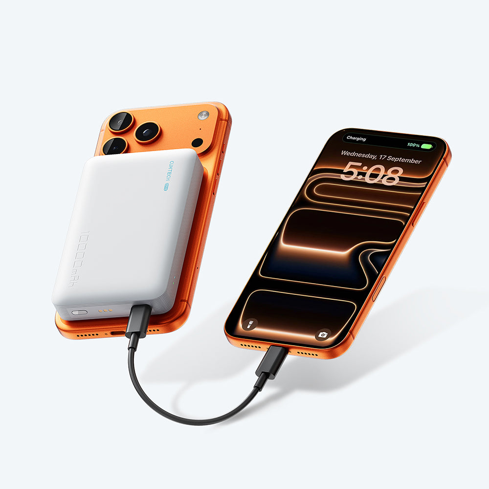 Bežična eksterna baterija Cuktech WPB100N, 10000mAh, 20W, PD + FQI, 1 x QI - 1 x USB-C, Bela CKWPB100NGLGR