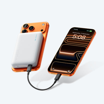 Bežična eksterna baterija Cuktech WPB100N, 10000mAh, 20W, PD + FQI, 1 x QI - 1 x USB-C, Bela CKWPB100NGLGR