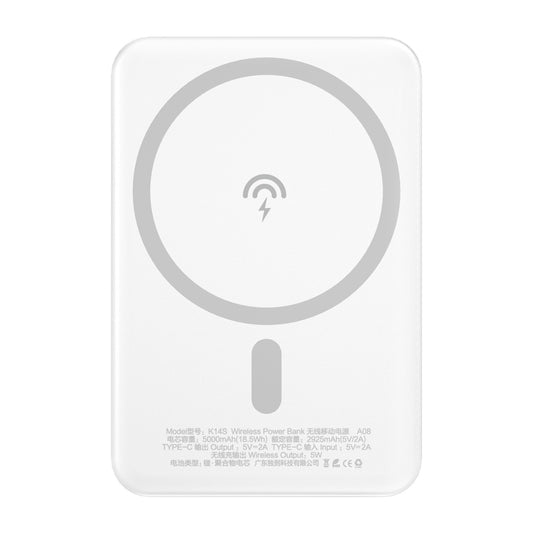 Spoljna Baterija Wireless Dudao K14S, 5000mAh, 10W, PD + QI, 1 x QI - 1 x USB-C, Bela