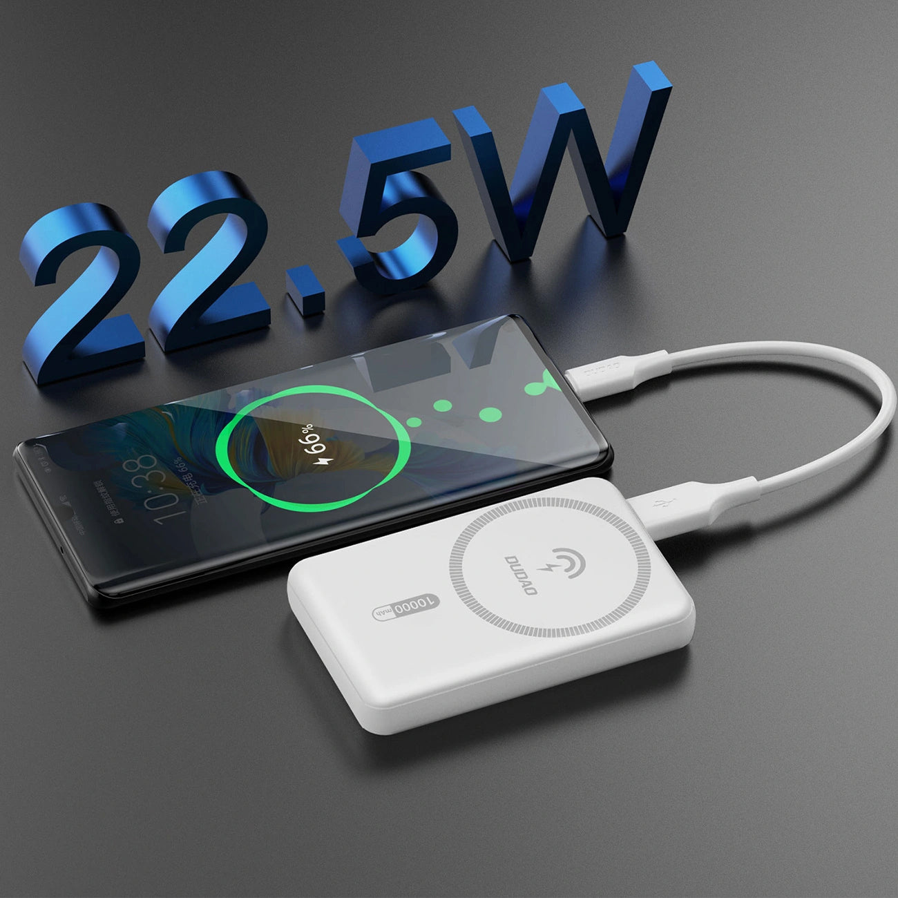 Bežična Eksterna Baterija Dudao K14S, 5000mAh, 20W, QC + PD + FQI, 1 x QI - 1 x USB-A - 1 x USB-C, Bela
