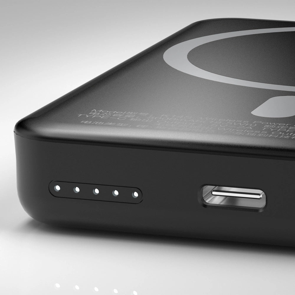 Wireless External Battery Dudao K14S, 5000mAh, 10W, PD + QI, 1 x QI - 1 x USB-C, Black