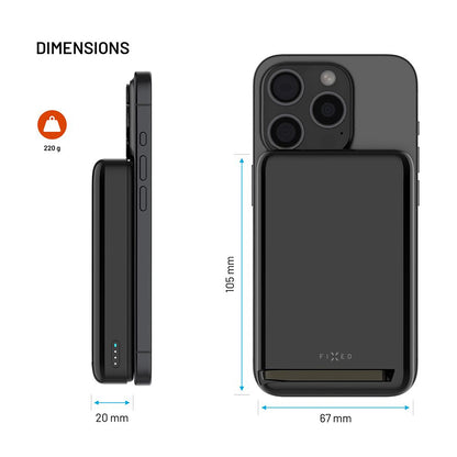 Spoljna bežična baterija Fixed MagZen 10 Pro, 10000mAh, 30W, PD + FQI, 1 x QI - 1 x USB-C, Crna