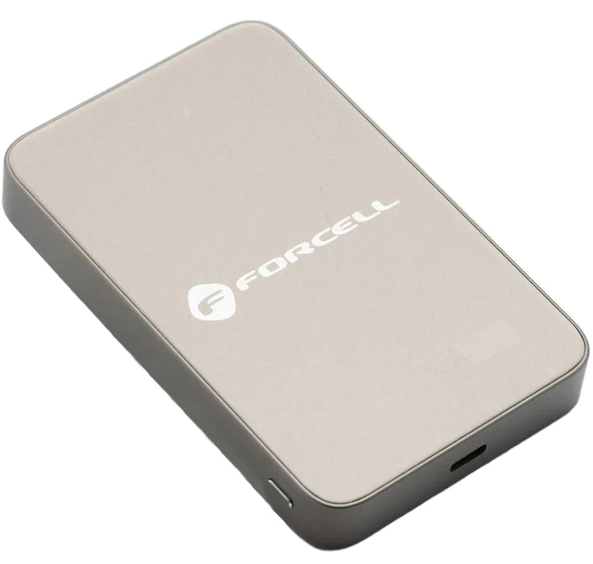 Spoljna baterija Wireless Forcell F5K8, 5000mAh, 15W, PD + FQI, 1 x QI - 1 x USB-C, Zlatna