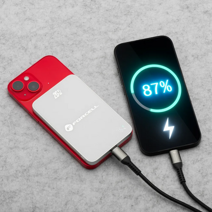 Spoljna baterija Wireless Forcell F5K8, 5000mAh, 15W, PD + FQI, 1 x QI - 1 x USB-C, Bela