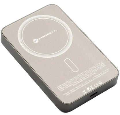 Spoljna baterija Wireless Forcell F5K8, 5000mAh, 15W, PD + FQI, 1 x QI - 1 x USB-C, Zlatna
