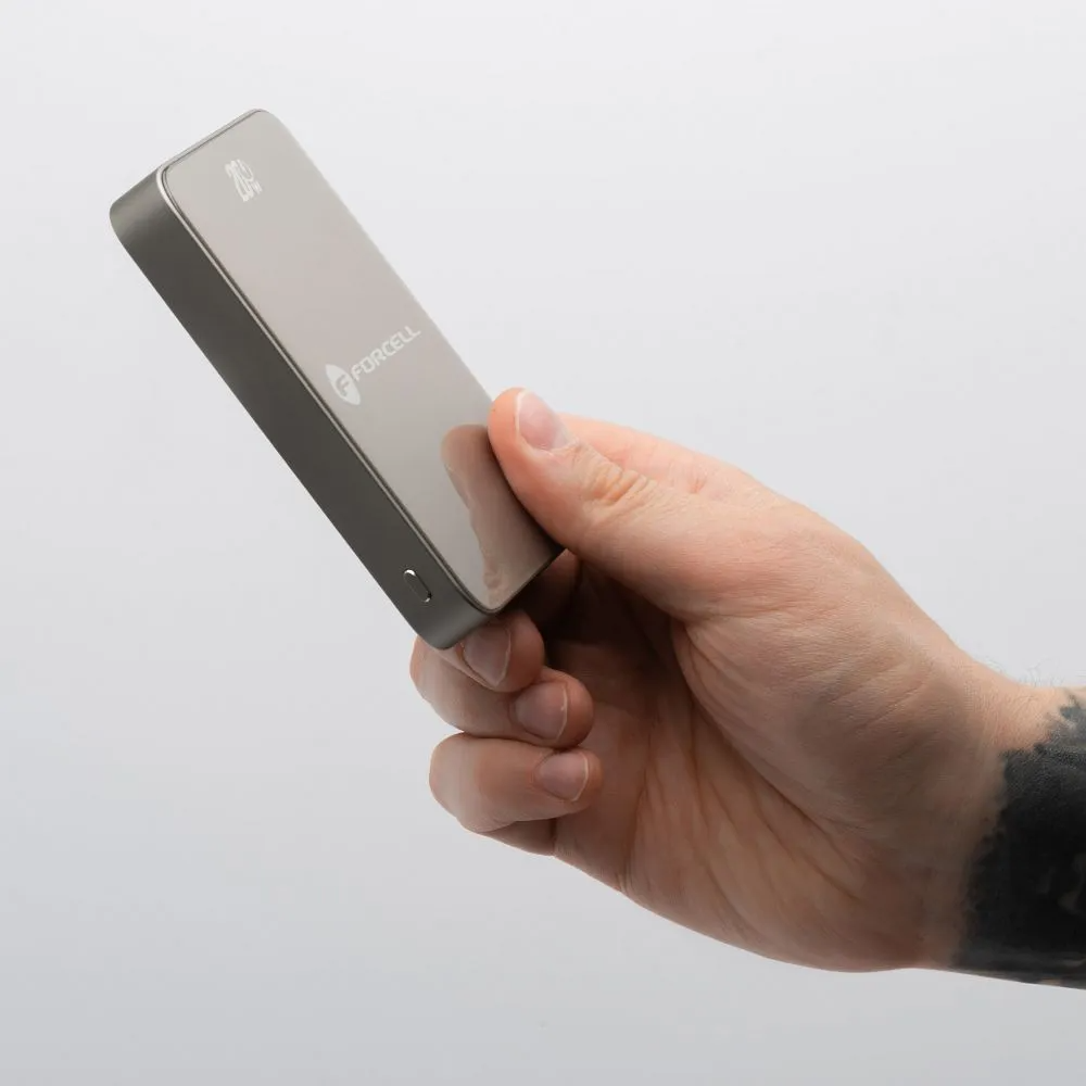 Spoljna baterija Wireless Forcell F5K8, 5000mAh, 15W, PD + FQI, 1 x QI - 1 x USB-C, Zlatna