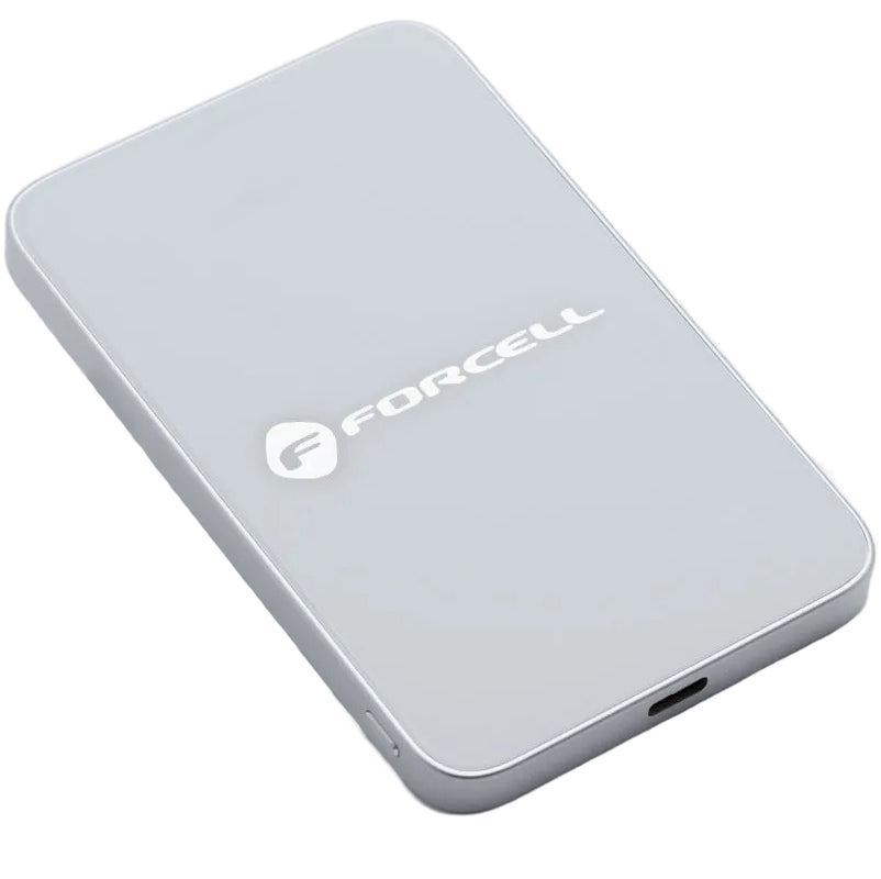 Spoljna baterija Wireless Forcell F5K8, 5000mAh, 15W, PD + FQI, 1 x QI - 1 x USB-C, Bela