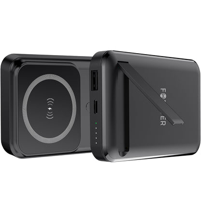 Forever MATB-100 Wireless External Battery, 10000mAh, 22.5W, QC + PD + FQI, 1 x QI - 1 x USB-A - 1 x USB-C, Black 