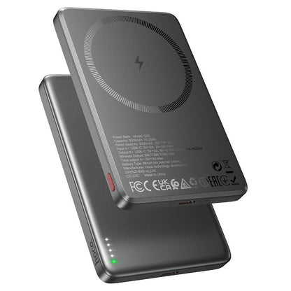 Bežična Eksterna Baterija HOCO Q26, 5000mAh, 20W, PD + FQI, 1 x QI - 1 x USB-C, Siva