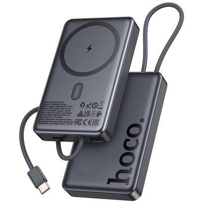 Bežična Eksterna Baterija HOCO Q44, 10000mAh, 20W, PD + FQI, 1 x QI - 2 x USB-C, Siva