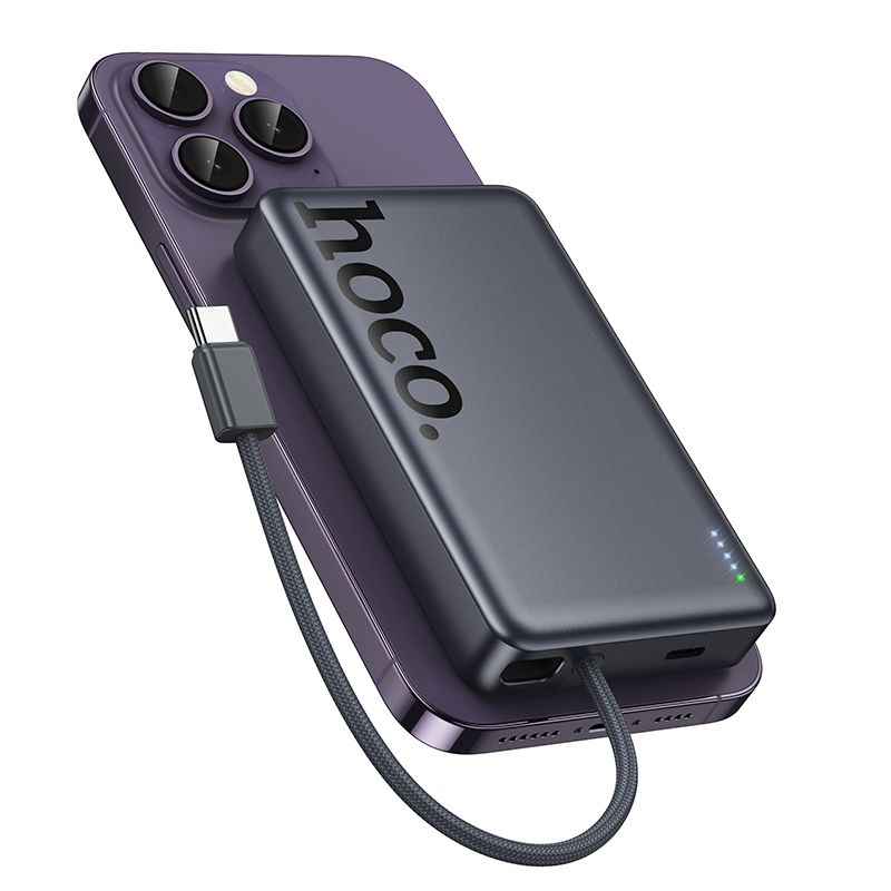 Bežična Eksterna Baterija HOCO Q44, 10000mAh, 20W, PD + FQI, 1 x QI - 2 x USB-C, Siva