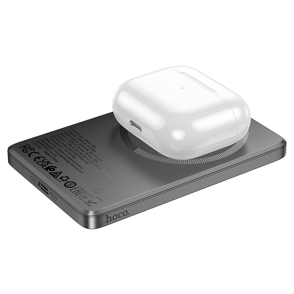 Bežična Eksterna Baterija HOCO Q26, 5000mAh, 20W, PD + FQI, 1 x QI - 1 x USB-C, Siva