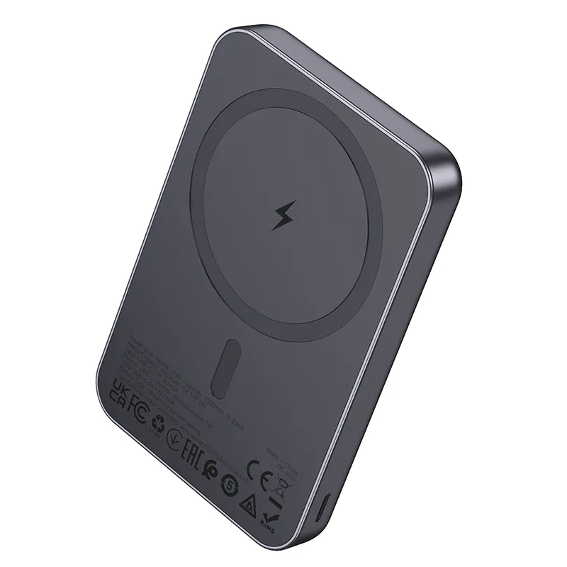 Bežična Eksterna Baterija HOCO J160, 5000mAh, 10W, 1 x QI - 1 x USB-C, Siva