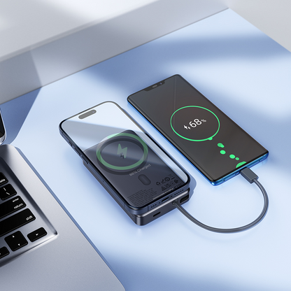 Bežična Eksterna Baterija HOCO Q44, 10000mAh, 20W, PD + FQI, 1 x QI - 2 x USB-C, Siva