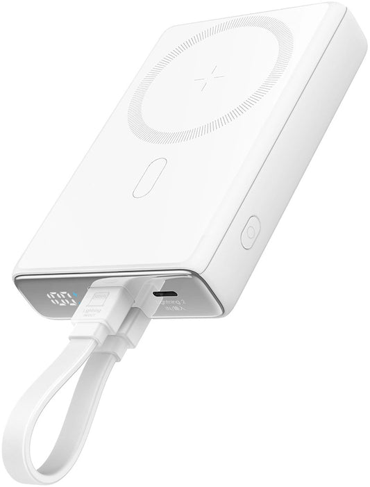 Spoljna bežična baterija Joyroom JR-PBM01, 10000mAh, 20W, QC + PD + FQI, 1 x Lightning - 1 x QI - 1 x USB-C, Bela