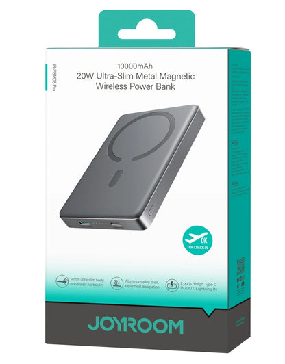 Bežična eksterna baterija Joyroom JR-PBM08 Pro, 10000mAh, 22.5W, PD + FQI, 1 x QI - 2 x USB-C, Siva