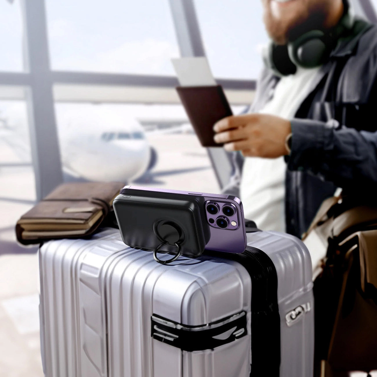 Spoljna baterija Wireless Joyroom JR-W050, 10000mAh, 20W, QC + PD + FQI, 1 x QI - 1 x USB-A - 1 x USB-C, Crna