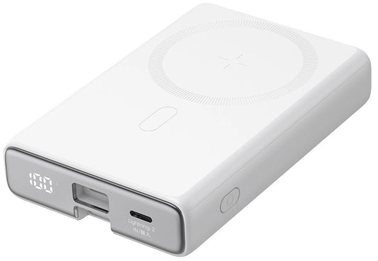 Spoljna bežična baterija Joyroom JR-PBM01, 10000mAh, 20W, QC + PD + FQI, 1 x Lightning - 1 x QI - 1 x USB-C, Bela