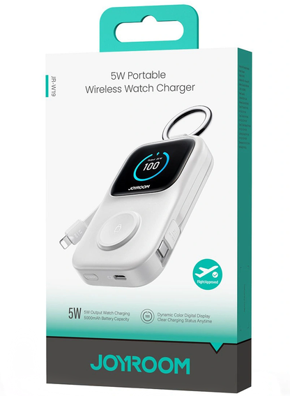 Bežična eksterna baterija Joyroom JR-W19, 5000mAh, 20W, QC + PD, 1 x Lightning - 1 x QI - 2 x USB-C, Bela