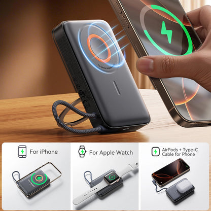 Spoljna bežična baterija Joyroom JR-PBM02, 10000mAh, 22.5W, PD + FQI, 1 x QI - 2 x USB-C, Crna