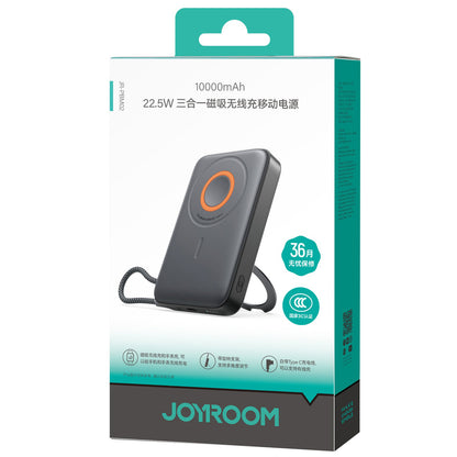 Spoljna bežična baterija Joyroom JR-PBM02, 10000mAh, 22.5W, PD + FQI, 1 x QI - 2 x USB-C, Crna