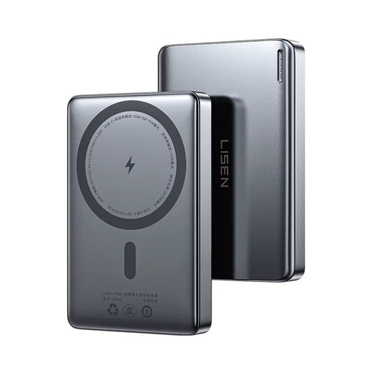 Bežična Eksterna Baterija Lisen L601 Pro, 10000mAh, 27W, PD + FQI, 1 x QI - 1 x USB-C, Siva YL0325100009