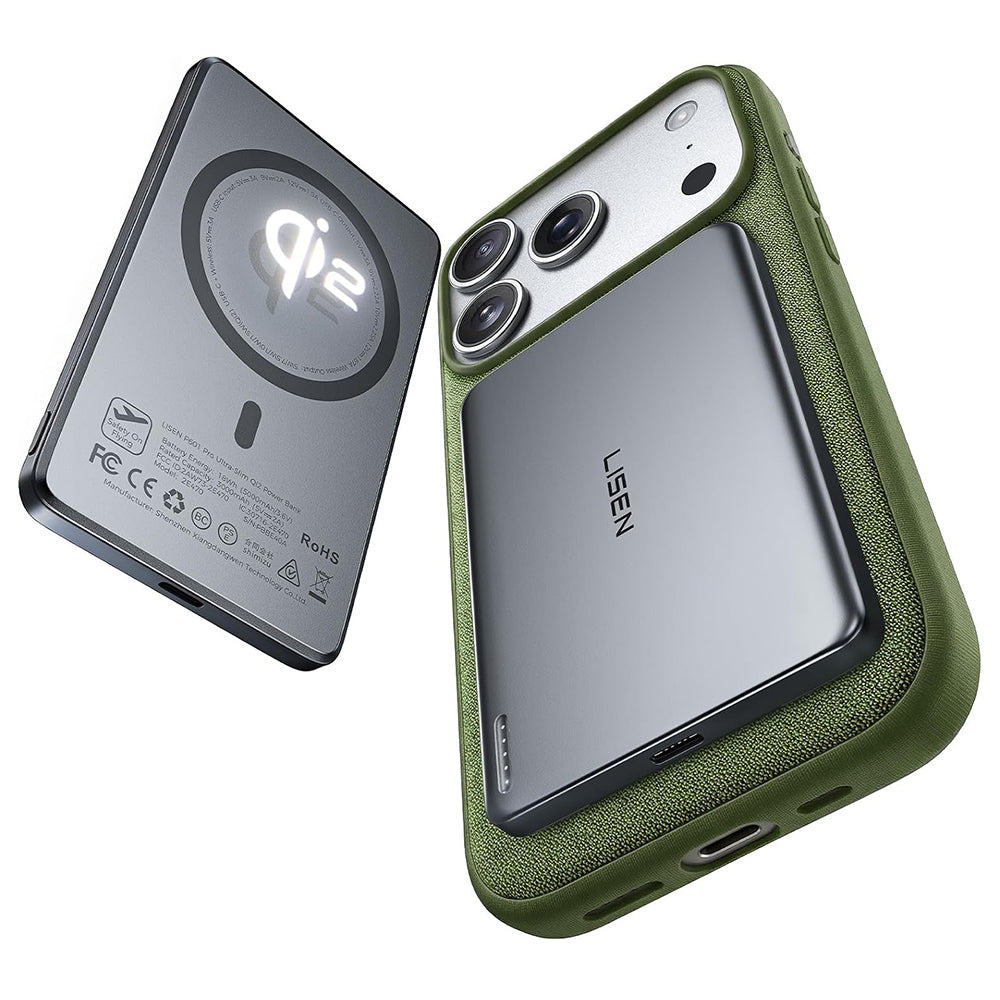 Bežična Eksterna Baterija Lisen L601 Pro, 5000mAh, 22.5W, PD + FQI, 1 x QI - 1 x USB-C, Siva YL0325090011