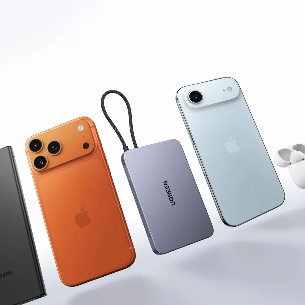 Bežična eksterna baterija UGREEN PB570 (75982B), 10000 mAh, 30 W, PD + FQI, 1 x QI – 2 x USB-C, siva
