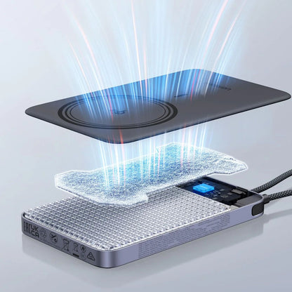 Bežična eksterna baterija UGREEN PB570 (75982B), 10000 mAh, 30 W, PD + FQI, 1 x QI – 2 x USB-C, siva