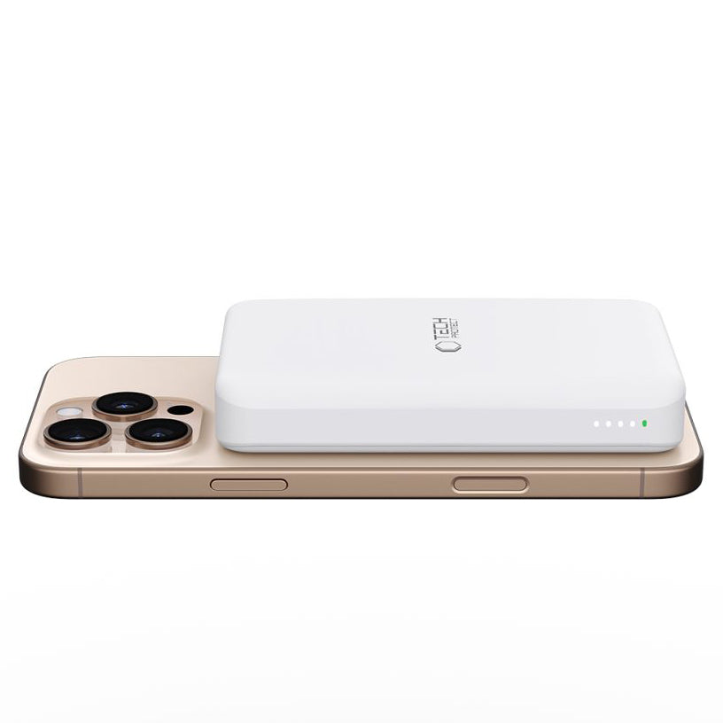 Vanjska baterija Wireless Tech-Protect PB24 LifeMag, 10000mAh, 15W, PD + FQI, 1 x QI - 1 x USB-A - 1 x USB-C, Bijela