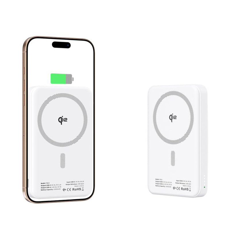 Vanjska baterija Wireless Tech-Protect PB24 LifeMag, 10000mAh, 15W, PD + FQI, 1 x QI - 1 x USB-A - 1 x USB-C, Bijela