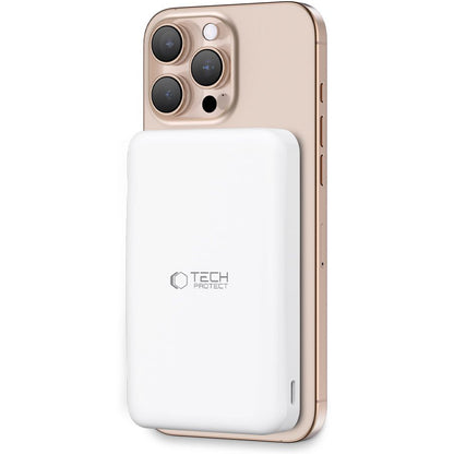 Vanjska baterija Wireless Tech-Protect PB24 LifeMag, 10000mAh, 15W, PD + FQI, 1 x QI - 1 x USB-A - 1 x USB-C, Bijela