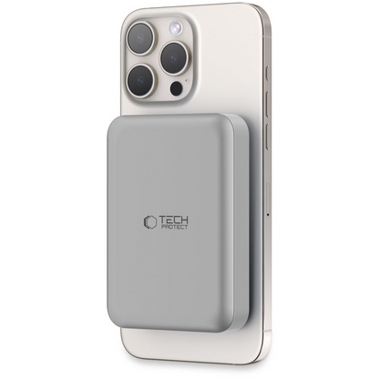 Bežična Eksterna Baterija Tech-Protect PB11 LifeMag, 10000mAh, 15W, PD + FQI, 1 x QI - 1 x USB-C, Siva, Ponovo zapečaćena