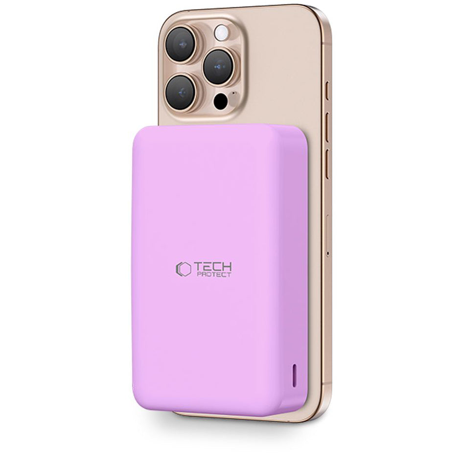 Eksterna baterija Wireless Tech-Protect PB12 LifeMag, 20000mAh, 20W, QC + PD + FQI, 1 x QI - 1 x USB-A - 1 x USB-C, Ljubičasta
