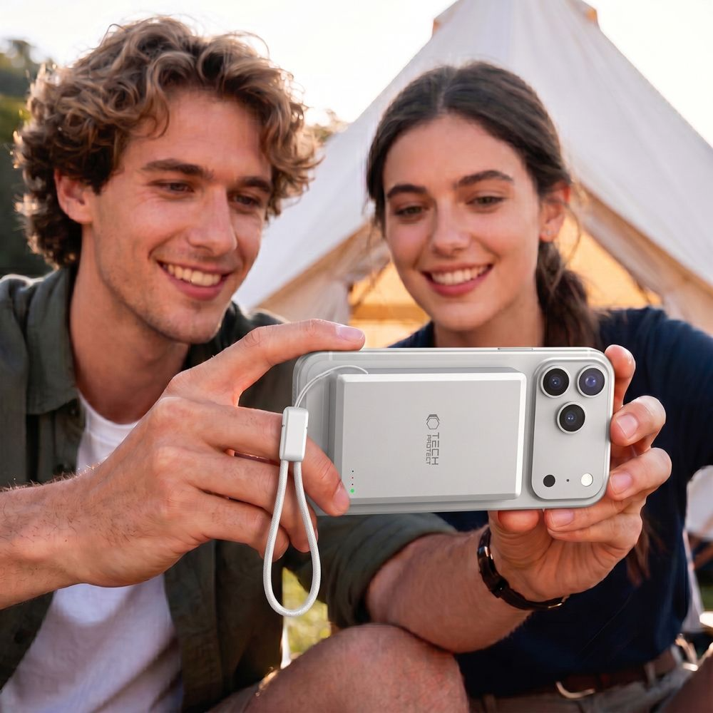 Bežična eksterna baterija Tech-Protect PB40 LifeMag, 10000mAh, 25W, PD + FQI, 1 x QI - 1 x USB-C, Srebrna