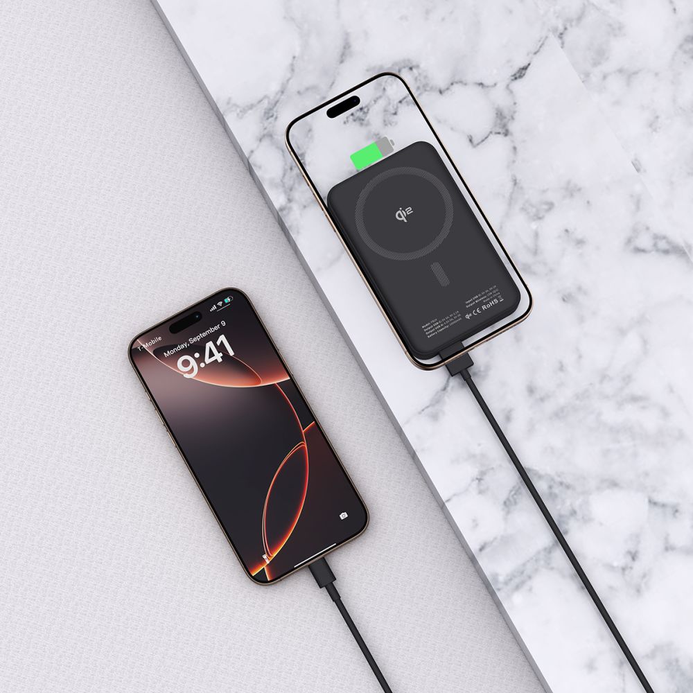 External Wireless Battery Tech-Protect PB24 LifeMag, 10000mAh, 15W, PD + FQI, 1 x QI - 1 x USB-A - 1 x USB-C, Black