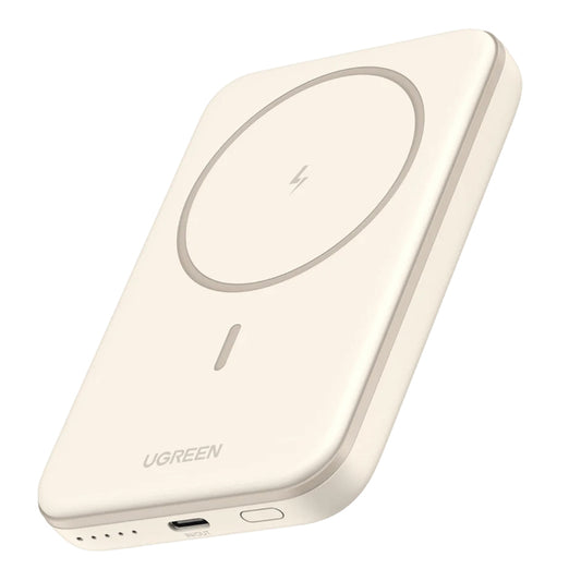 UGREEN PB560 Wireless External Battery, 5000mAh, 15W, PD + QI, 1 x QI - 1 x USB-C, Beige 
