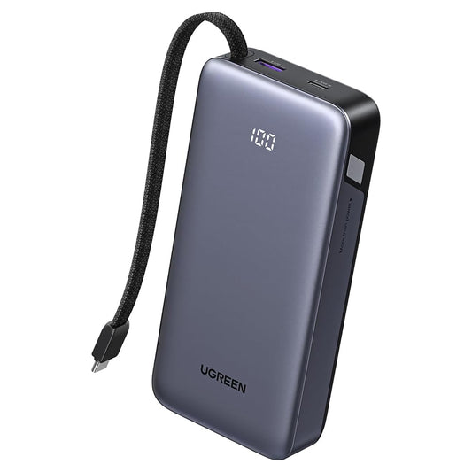 Spoljna baterija UGREEN PB536 (55988B), 20000mAh, 45W, QC + PD, 1 x USB-A - 2 x USB-C, Siva