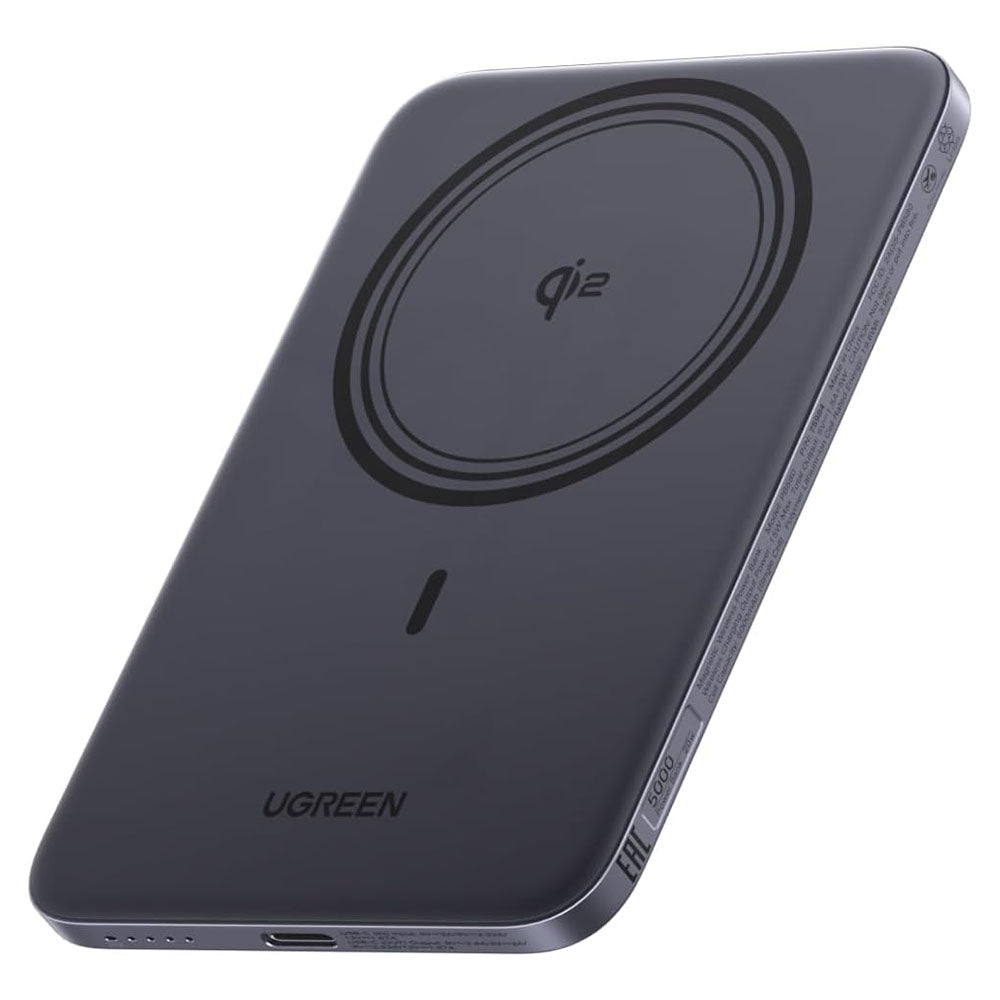 Bežična Eksterna Baterija UGREEN PB580 (75984B), 5000mAh, 15W, PD + FQI, 1 x QI - 1 x USB-C, Siva