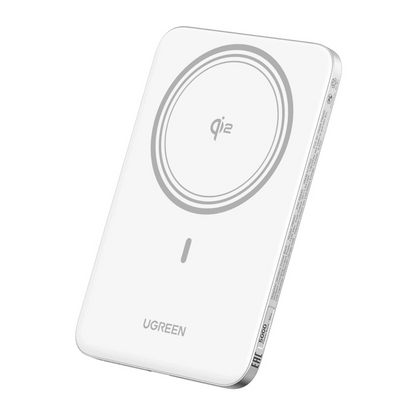 Bežična eksterna baterija UGREEN PB580 (95931B), 5000mAh, 20W, PD + FQI, 1 x QI - 1 x USB-C, Bela